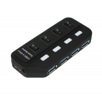 Концентратор USB 3.0, 4 ports, Black, с переключателями, поддержка до 2TB, 5Gb s