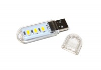 USB LED лампа, 3 x LED, в виде флешки, Clear, Bulk