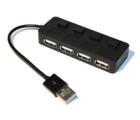 Концентратор USB 2.0 Lapara LA-SLED4 black 4 порта с 4-мя выключателеми ON OFF д
