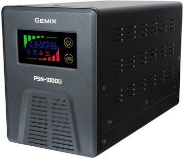 ДБЖ Gemix PSN-1000U LCD, 1000ВА/600Вт, 7/9/13A, 3xEURO Schuko, ext battery 12V (PSN1000U) 8984520 фото