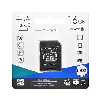 Карта пам'яті microSDHC, 16Gb, T&G, SD адаптер (TG-16GBSD10U1-01) 4768230 фото