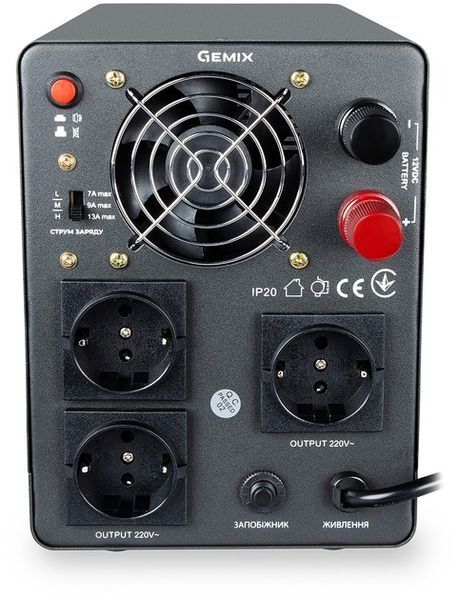 ДБЖ Gemix PSN-1000U LCD, 1000ВА/600Вт, 7/9/13A, 3xEURO Schuko, ext battery 12V (PSN1000U) 8984520 фото