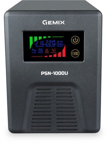 ДБЖ Gemix PSN-1000U LCD, 1000ВА/600Вт, 7/9/13A, 3xEURO Schuko, ext battery 12V (PSN1000U) 8984520 фото