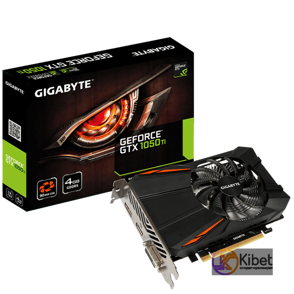 Видеокарта GeForce GTX1050Ti, Gigabyte, 4Gb GDDR5, 128-bit, DVI HDMI DP, 1430 70 4198680 фото