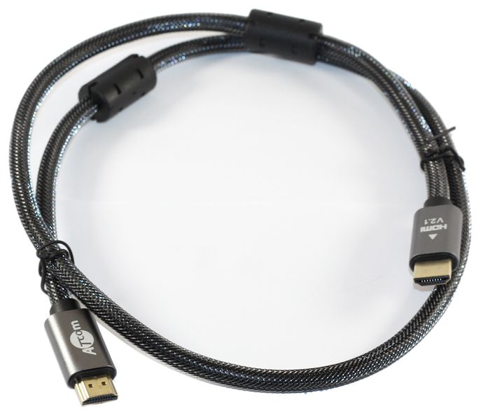Кабель HDMI - HDMI 1 м Atcom Premium Black, V2.1, позолочені конектори (23781) 6121050 фото