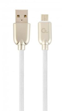 Кабель USB - micro USB 2 м Cablexpert White, 2.1А, преміум (CC-USB2R-AMmBM-2M-W) 5330220 фото