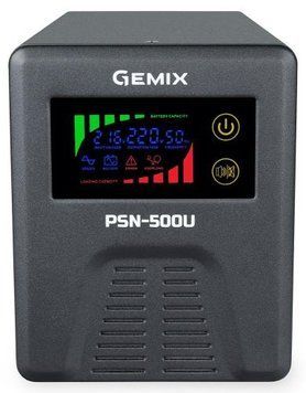 Джерело безперебійного живлення Gemix PSN-500U, Black, 500 ВА, 350 Вт 8670060 фото