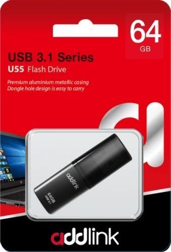 Флеш накопичувач USB 64Gb AddLink U55, Black, USB 3.1 (AD64GBU55B3) 7399500 фото