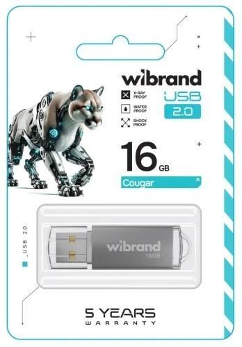 Флеш накопичувач USB 16Gb Wibrand Cougar, Silver, USB 2.0 (WI2.0/CU16P1S) 8601360 фото
