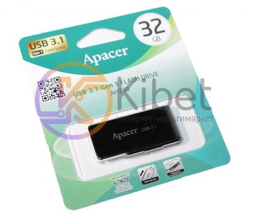 USB 3.1 Flash Drive 32Gb Apacer AH350 Black, AP32GAH350B-1 4926240 фото