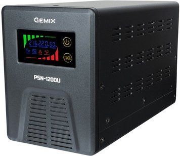 ДБЖ Gemix PSN-1200U LCD, 1200ВА/800Вт, 7/13/18A, 3xEURO Schuko ext battery 12V (PSN1200U) 8984790 фото