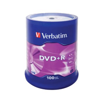 Диск DVD+R 100 Verbatim, 4.7Gb, 16x, Cake Box (43551) 3493230 фото