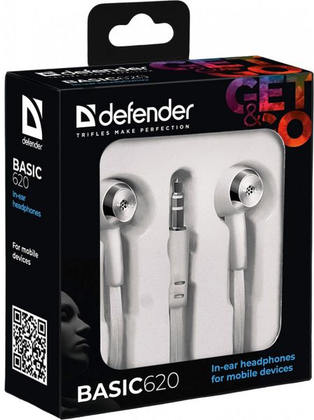 Наушники Defender Basic 620, White (63625) 6142680 фото