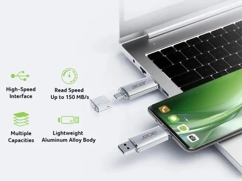 Флеш накопичувач USB 32Gb Acer UT300, Silver, Type-C / USB 3.2 Gen 1 (BL.9BWWA.588) 9567300 фото