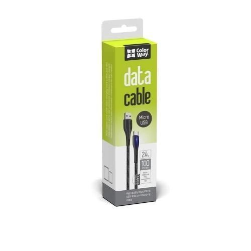 Кабель USB 2.0 AM - microUSB (5P), 1 м, Black, ColorWay, 2.4A (CW-CBUM034-BK) 6443220 фото
