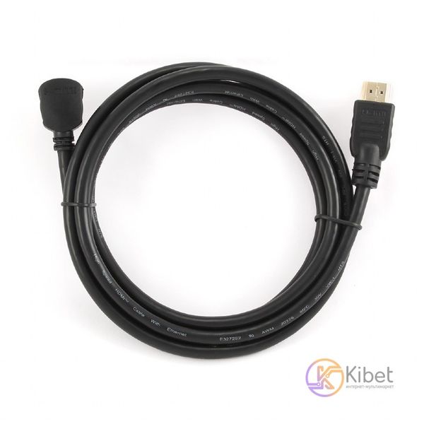 Кабель HDMI - HDMI 1.8 м Cablexpert Black, V1.4, позолочені конектори, кутовий роз'єм (CC-HDMI490-6) 3539250 фото