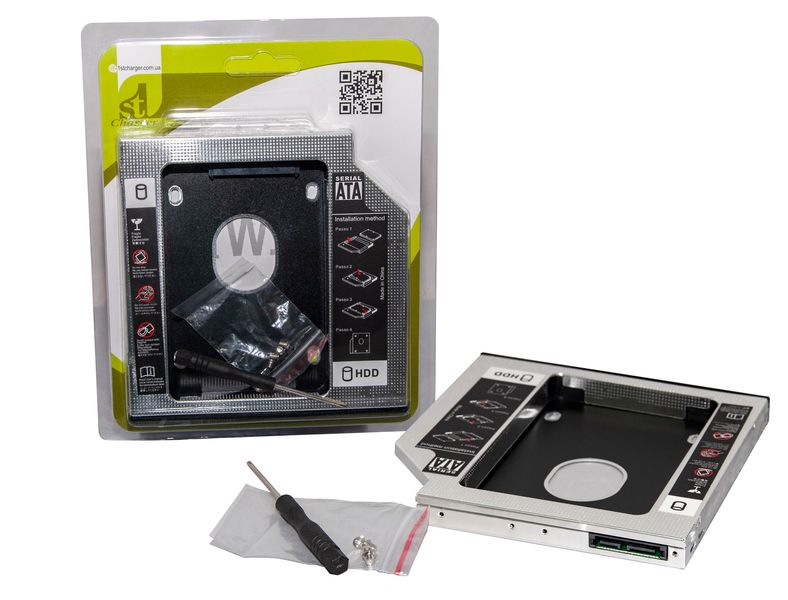 Шасі для ноутбука 1stCharger, Black, 12.7 мм, для SATA 2.5", алюмінієвий корпус (HDC1ST127-1) 6193020 фото