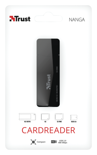 Картридер зовнішній Trust Nanga, Black, USB 2.0, для SD/microSD/M2 (21934) 5682210 фото