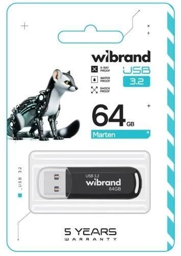 Флеш накопичувач USB 64Gb Wibrand Marten, Black, USB 3.2 Gen 1 (WI3.2/MA64P10B) 8605080 фото