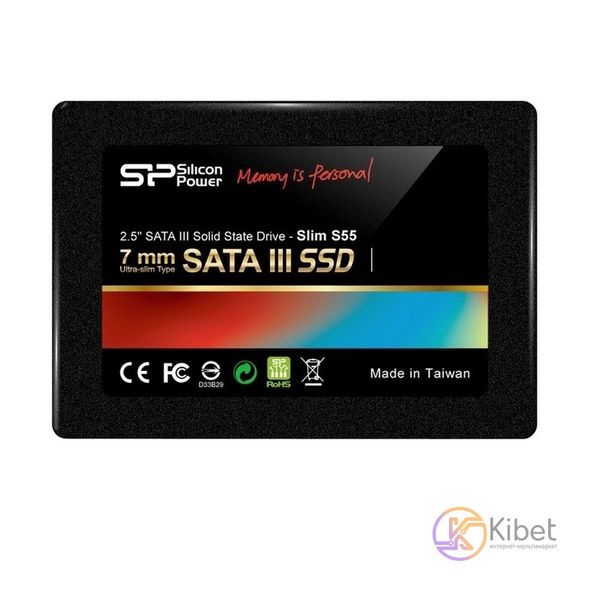 Твердотільний накопичувач 240Gb, Silicon Power Slim S55, SATA3, 2.5', TLC, 540/510 MB/s (SP240GBSS3S55S25) 3462900 фото