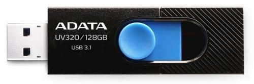 Флеш накопичувач USB 128Gb ADATA UV320, Black/Blue, USB 3.2 Gen 1 (AUV320-128G-RBKBL) 8249370 фото