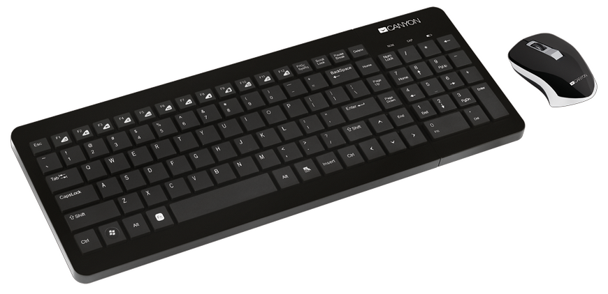 Комплект бездротовий Canyon Black, клавіатура + миша (CNS-HSETW3-RU) 6224520 фото