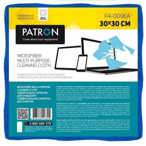 Салфетка чистящая Patron, микрофибра 30х30 см (F4-009EA) 4558620 фото