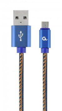 Кабель USB - micro USB 1 м Cablexpert Blue, 2.1А, преміум (CC-USB2J-AMmBM-1M-BL) 5329530 фото