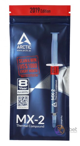 Термопаста Arctic MX-2 '2019 Edition', 8 г, шприц, 5.6 Вт мК, -50 C +160 C (AC 5164890 фото