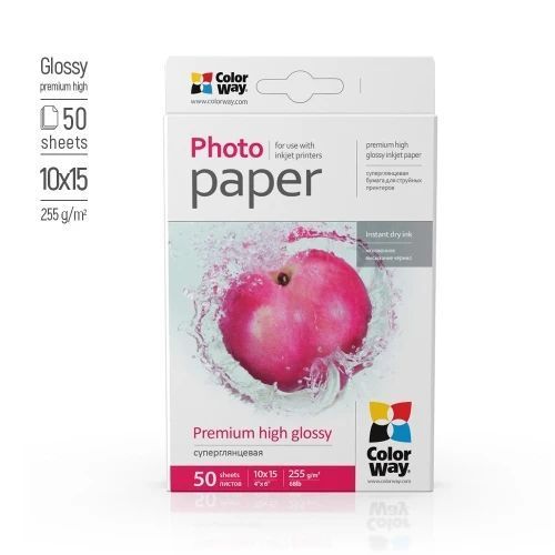 Фотопапір ColorWay, суперглянсовий, A6 (10x15), 255 г/м&sup2;, 50 арк (PSG2550504R) 9380460 фото