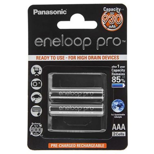 Аккумулятор AAA, 930 mAh, Panasonic Eneloop Pro, 2 шт, 1.2V, Blister (BK-4HCDE/2BE) 5424450 фото