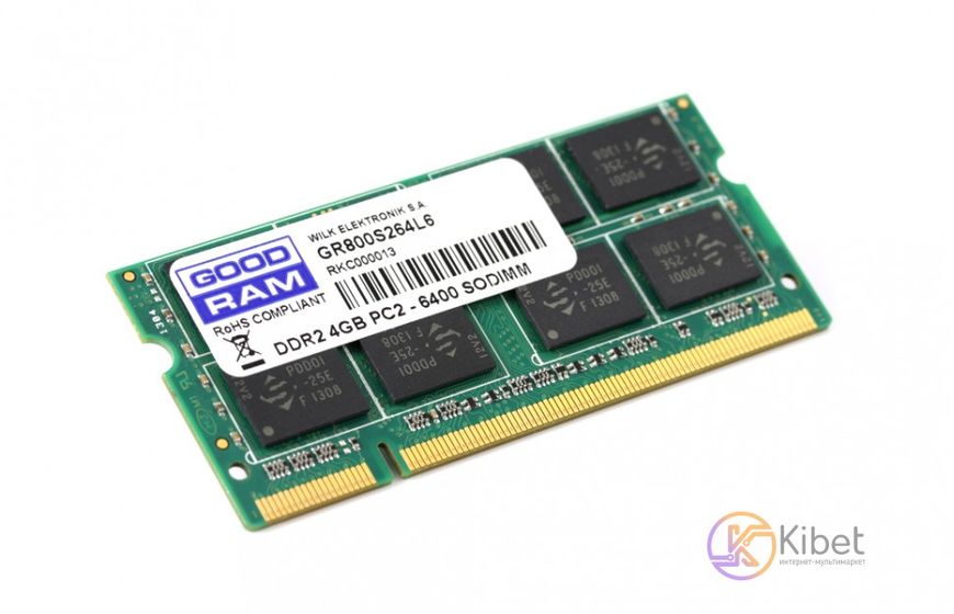 Модуль памяти SO-DIMM, DDR2, 2Gb, 800 MHz, Goodram, 1.8V (GR800S264L6 2G) 3515520 фото