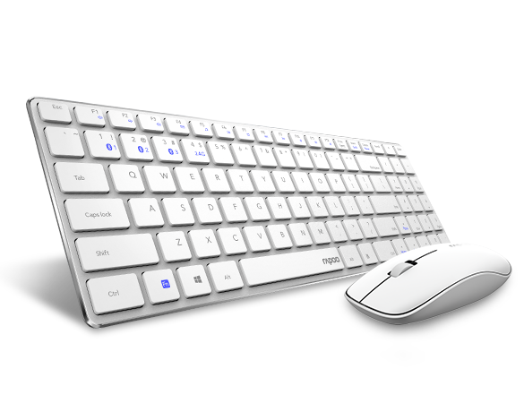 Комплект бездротовий Rapoo 9300M White, Optical, клавіатура+миша (9300M White) 5406720 фото