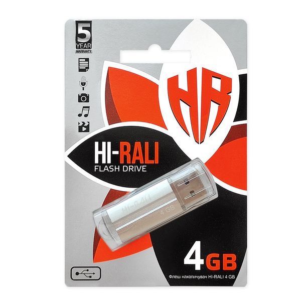 Флеш накопичувач USB 4Gb Hi-Rali Corsair, Silver, USB 2.0 (HI-4GBCORSL) 4698450 фото