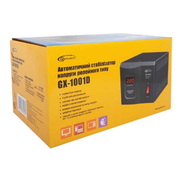 Стабилизатор Gemix GX-1001D, 1000VA (700 Вт), вход. напряжение 140-260В, вых напряжение 220В ± 6,8% 5642940 фото