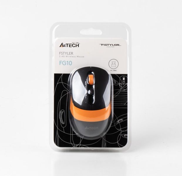 Миша A4Tech Fstyler FG10 2000dpi Black+Orange, USB, Wireless 5281620 фото