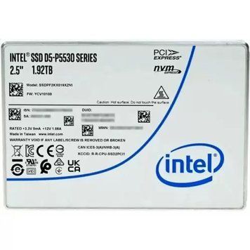 Твердотельный накопитель SSD 1.92Tb, Intel D5-P5530, U2 PCI-E 4.0 x4, 2.5" (SSDPF2KX019XZN1) 8787570 фото