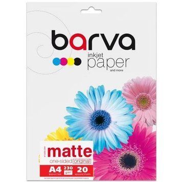 Фотобумага Barva, матовая, A4, 230 г/м&sup2;, 20 л, серия "Original" (IP-A230-204) 3473070 фото