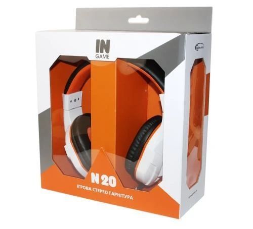 Наушники Gemix N20 White/Black/Orange, микрофон, игровая гарнитура 5093700 фото