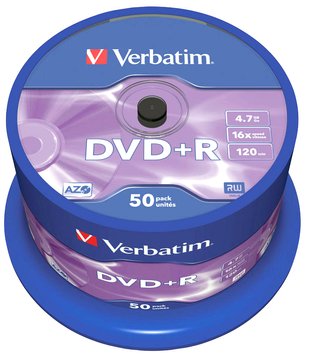 Диск DVD+R 50 Verbatim, 4.7Gb, 16x, Matt Silver, Cake Box (43550) 3493320 фото