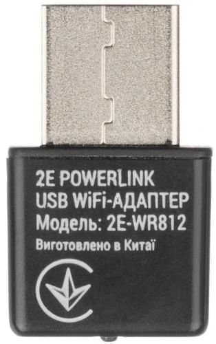 Мережевий адаптер USB 2E PowerLink WR812 N300, Black (2E-WR812) 6793650 фото