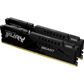 Пам'ять 64Gb x 2 (128Gb Kit) DDR5, 5600 MHz, Kingston Fury Beast, Black (KF556C36BBEK2-128) 9287370 фото