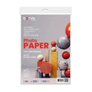Фотобумага Barva, матовая, двухсторонняя, A4, 220 г/м&sup2;, 100 л, серия "Everyday" (LP-LBE220-460) 9620940 фото