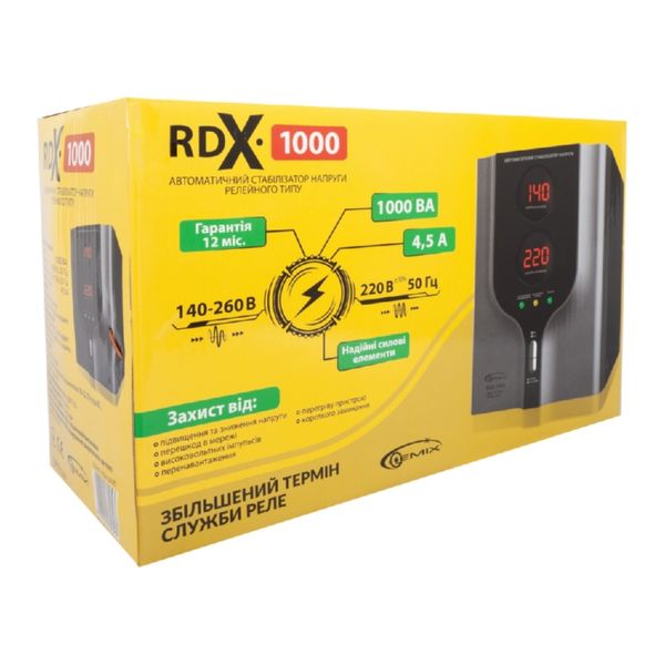 Стабилизатор Gemix RDX-1000, 1000 VA (700 Вт), вход. напряжение 140-260 В, вых. напряжение 220В 5642970 фото