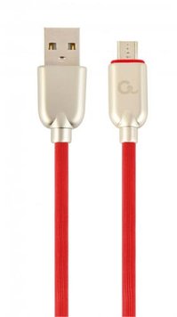 Кабель USB - micro USB 1 м Cablexpert Red, 2.1А, преміум (CC-USB2R-AMmBM-1M-R) 5330130 фото