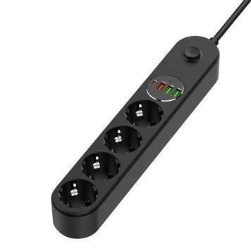 Фільтр мережевий ColorWay, 4 розетки, 2 м, Black, 1xType-C / 3xUSB (CW-CHE44PDB) 8615910 фото