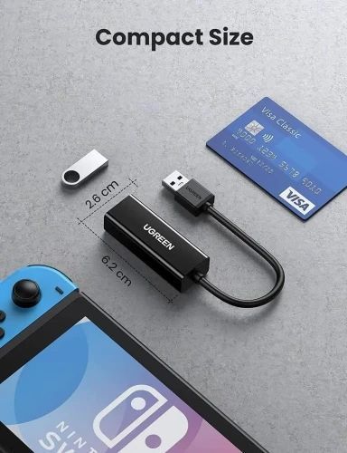 Мережевий адаптер Ugreen CR111, Black, USB 3.0 - RJ45 (Гбіт/с), 10 см (20256) 9732720 фото