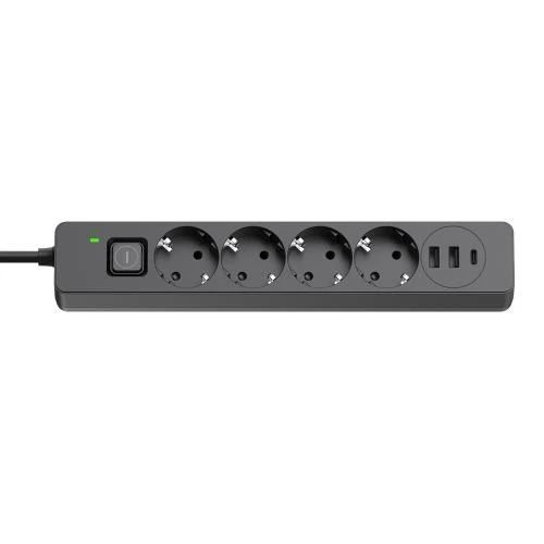 Фільтр мережевий ColorWay, 4 розетки, 5 м, Black, 1xType-C / 2xUSB (CW-CHE435PDB) 8634900 фото