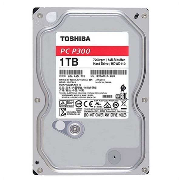 Жорсткий диск 3.5" 1Tb Toshiba P300, SATA3, 64Mb, 7200 rpm (HDWD110UZSVA) 4390890 фото