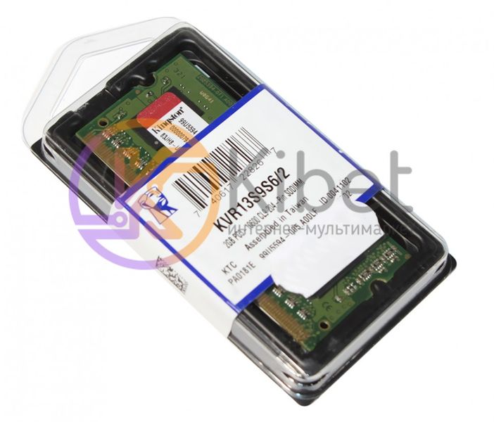 Модуль памяти SO-DIMM, DDR3, 2Gb, 1333 MHz, Kingston, 1.5V (KVR13S9S6 2) 4296210 фото